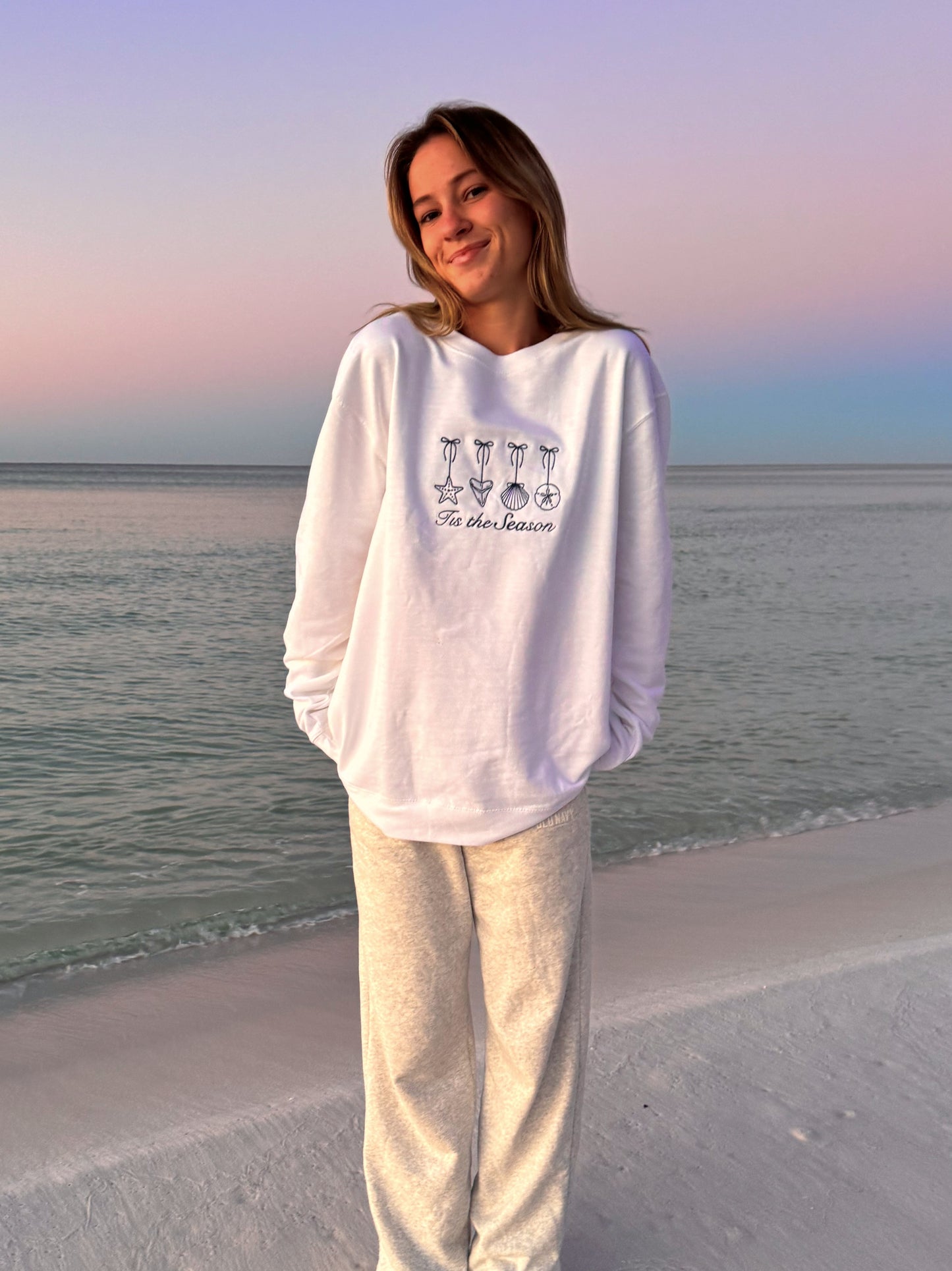 Tis the SEAson Crewneck - White