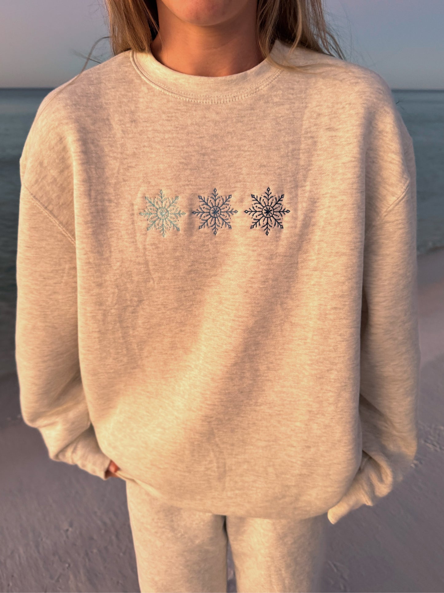 Snowflakes Crewneck - Ash Heather