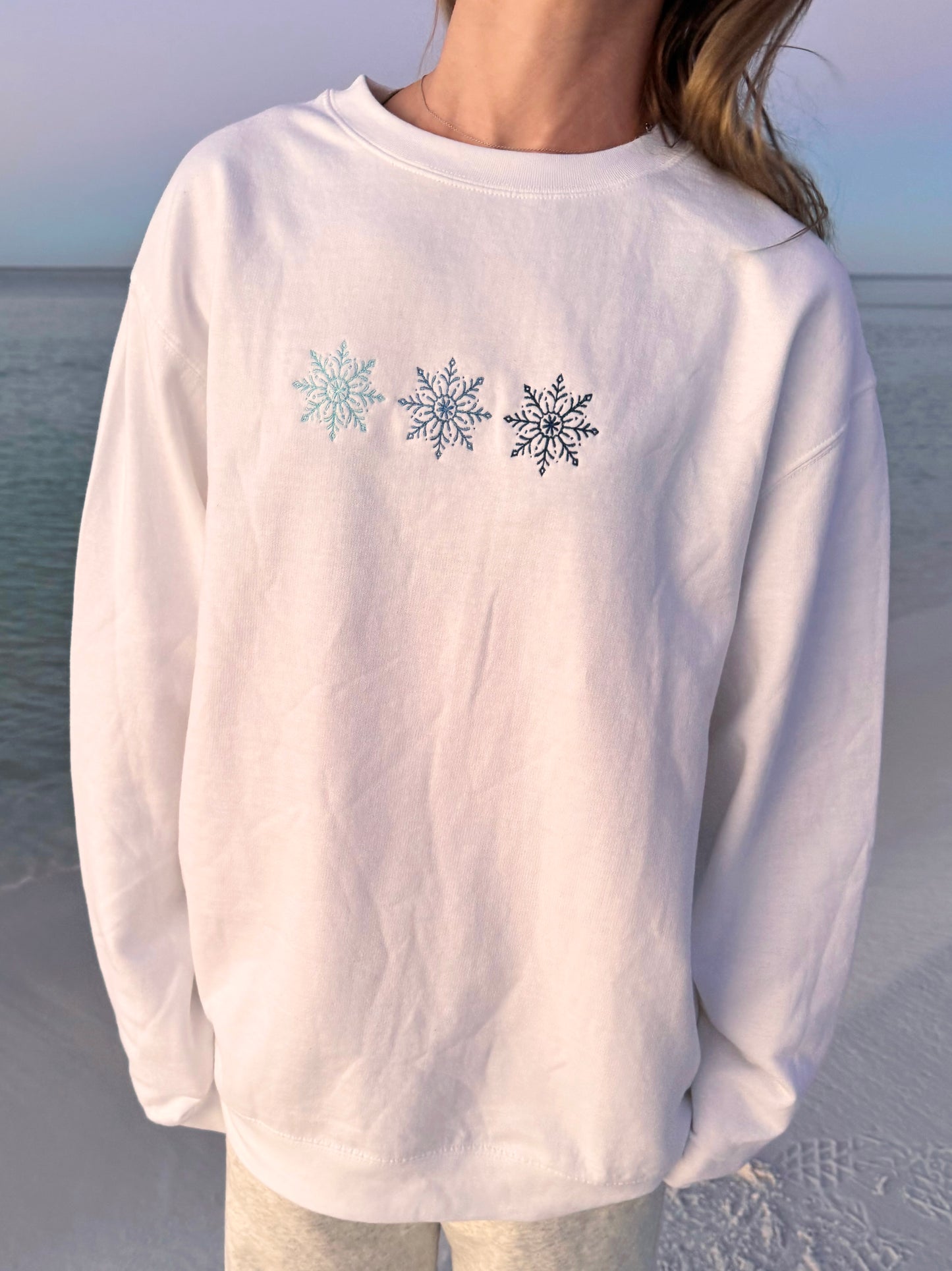 Snowflakes Crewneck - White