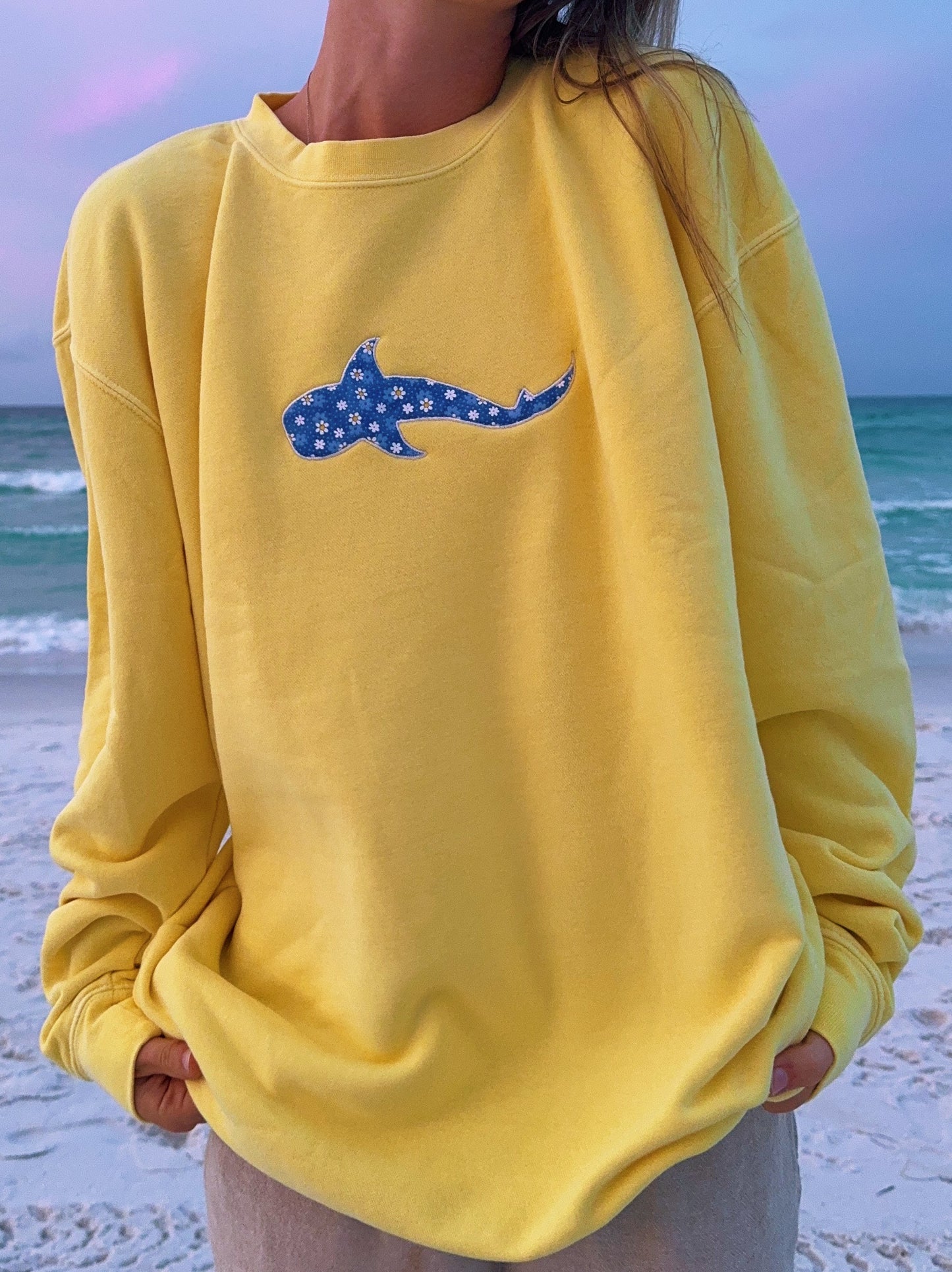 Floral Whale Shark Crewneck - Butter Yellow * PRE-ORDER *