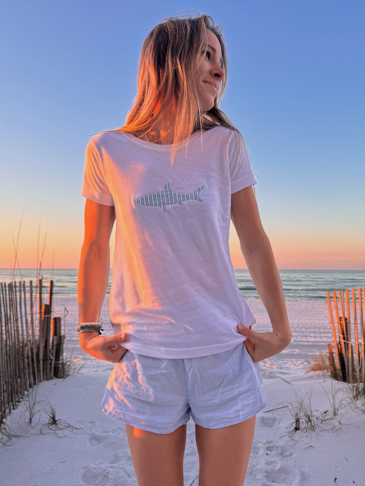 Seersucker Great White Shark Tee