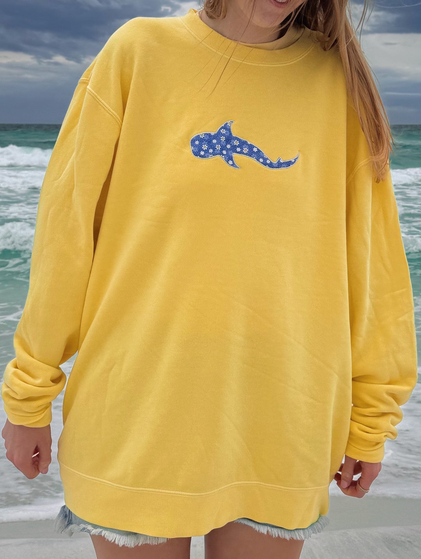 Floral Whale Shark Crewneck - Butter Yellow * PRE-ORDER *