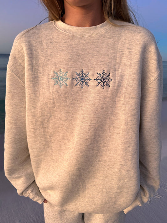 Snowflakes Crewneck - Ash Heather