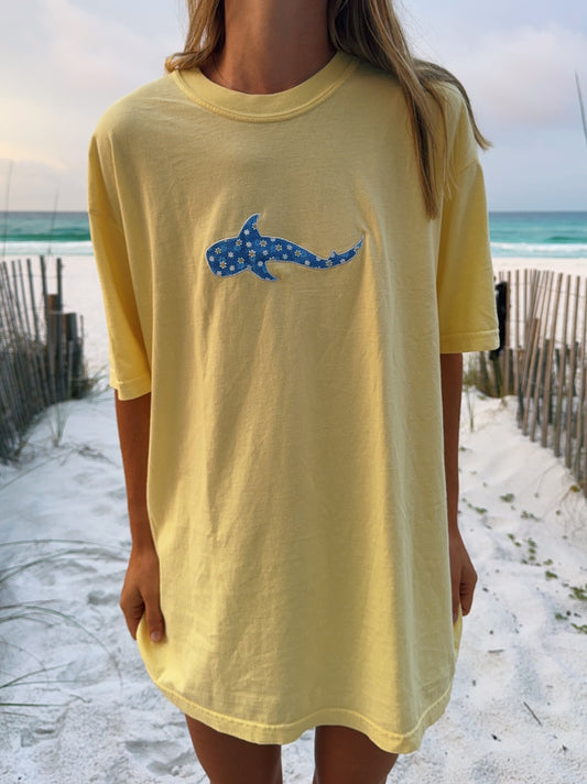 Floral Whale Shark Tee - Yellow * PRE-ORDER *