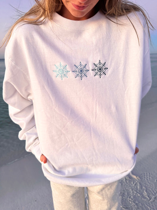 Snowflakes Crewneck - White